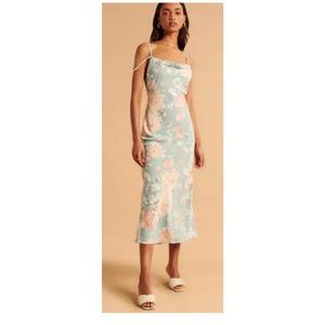 Cowl neck floral midi dress